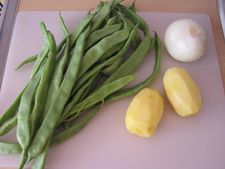 Judías verdes, patata, cebolla